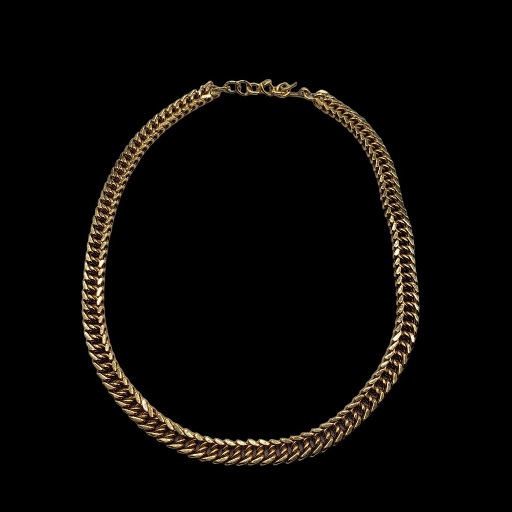 Gold Tone Choker Necklace Costume Jewelry Thick Shiny Chain 16"
